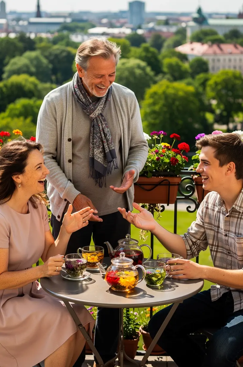 Rankos laikančios arbatą, fone matomas tvarkingas darbo kampelis su užrašų knygele